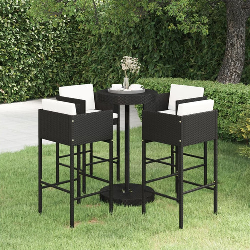 Bar set 5pc black rattan - set,