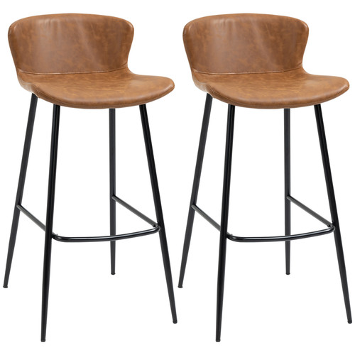 Bar stools set brown pu - bar, of