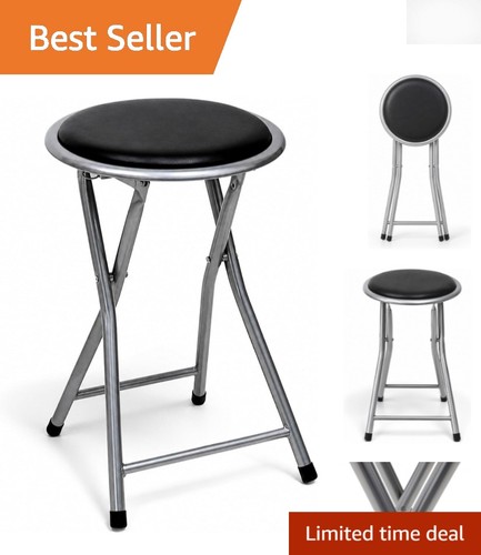 Compact black folding - black, stool