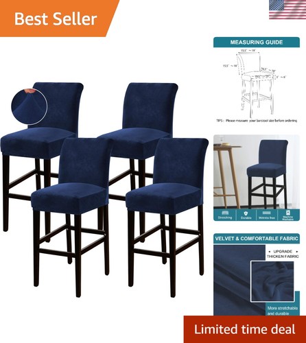 Soft stretch velvet bar stool - velvet,
